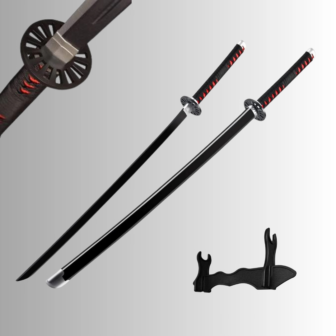 Demon Slayer Tanjiro Black Cosplay Katana Premium Life Size Wooden Katana [104 CM]