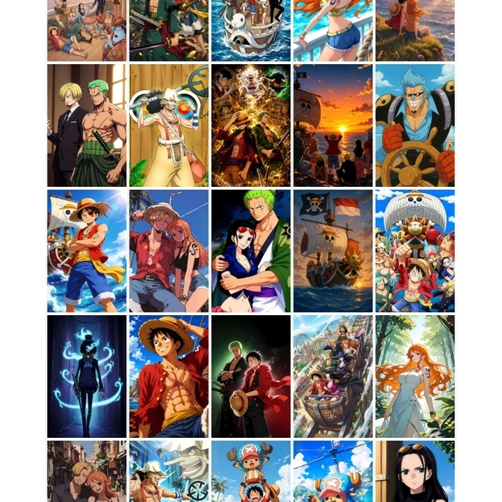 Set Of 25 One Piece Posters (90x140 mm) with Glue Tape | 300 GSM Perfect for Wall decor for Bedroom, Office, Gaming Room, Anime lovers