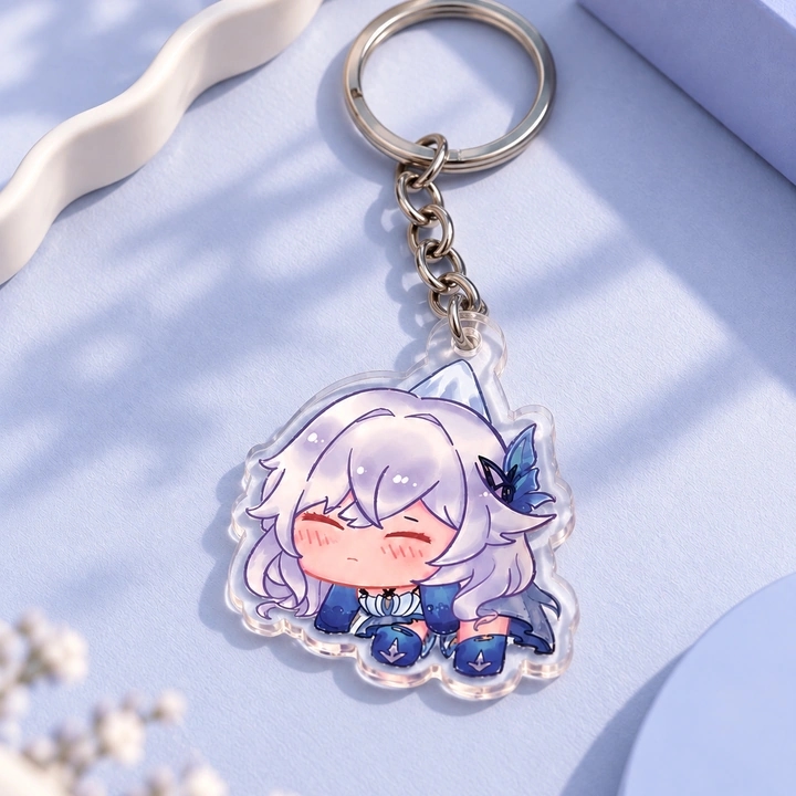 Genshin Impact Skirk Transparent Acrylic Hanging Keychain for Bags & Backpacks